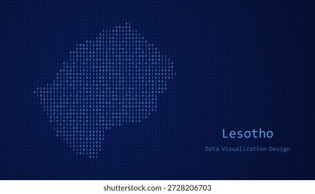 Lesotho Digital map formed with ones and zeroes for data visualization design