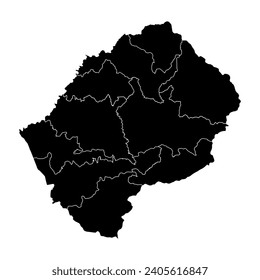 Lesotho district map with administrative divisions. Vector illustration.