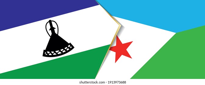 Banderas de Lesotho y Djibouti, dos banderas vectoriales símbolo de relación o enfrentamiento.