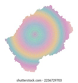 Lesotho dotted map. Digital style shape of Lesotho. Tech icon of the country with gradiented dots. Cool vector illustration.