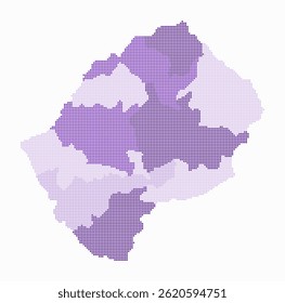 Lesotho dotted map. Digital style map of the country on white background. Lesotho shape with circle dots. Colored dots style. Small size circles. Plain vector illustration.