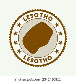 Lesotho emblem. Country round stamp with shape of Lesotho, isolines and round text. Astonishing badge. Modern vector illustration.