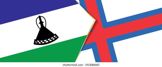 Lesotho and Faroe Islands flags, two vector flags symbol of relationship or confrontation.