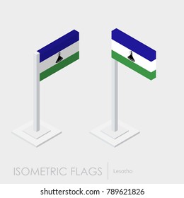 Lesotho flag 3d isometric style