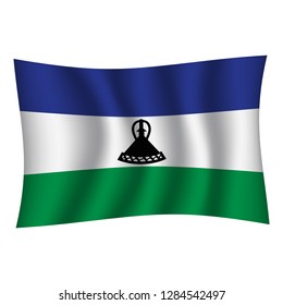 Lesotho flag background with cloth texture. Lesotho Flag vector illustration eps10. - Vector
