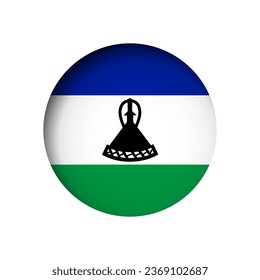 Lesotho flag - behind the cut circle paper hole with inner shadow.
