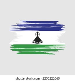 Lesotho Flag Brush Vector Illustration