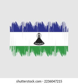 Lesotho Flag Brush Vector Illustration