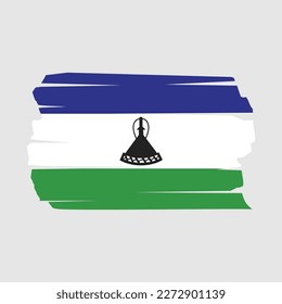 Lesotho Flag Brush Vector Illustration