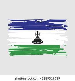 Lesotho Flag Brush Vector Illustration