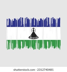 Lesotho Flag Brush Vector Illustration