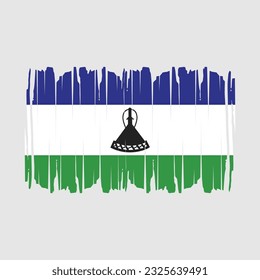 Lesotho Flag Brush Vector Illustration