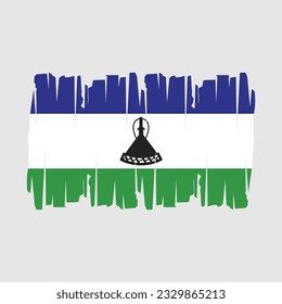 Lesotho Flag Brush Vector Illustration