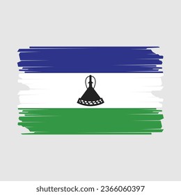 Lesotho Flag Brush Vector Illustration