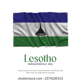 Lesotho Flag, Celebrating Independence Day. Abstract waving flag on white background Country Flag.