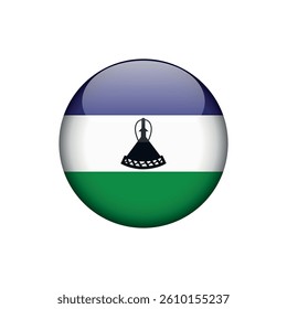 Lesotho Flag Circle Button Vector Template