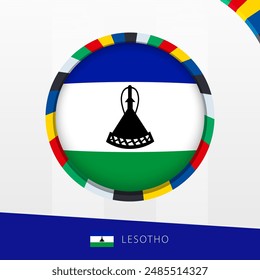 Lesotho Flag with Colorful Circle Border. Vector icon.