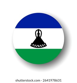 Lesotho flag - flat vector circle icon or badge with dropped shadow.