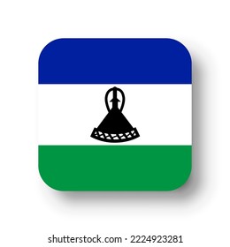 Lesotho flag - flat vector square with rounded corners and dropped shadow.