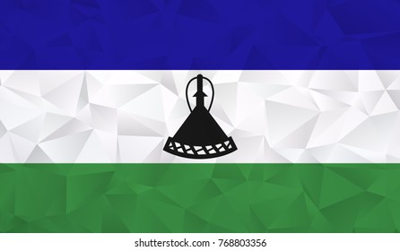 Lesotho flag - geometric rumpled triangular low poly style gradient graphic, polygonal design for your. Vector illustration eps 10.