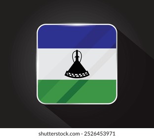 Ilustración de icono cuadrado brillante de bandera de Lesoto 