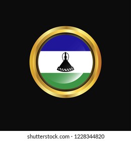 Lesotho flag Golden button