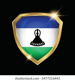 Lesotho Flag Golden Shield Logo