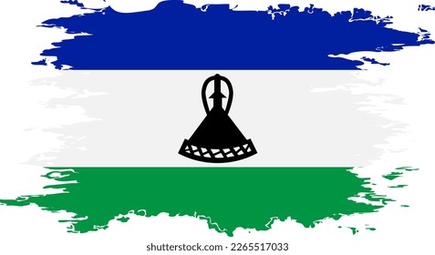 Lesotho flag grunge brush color image, vector