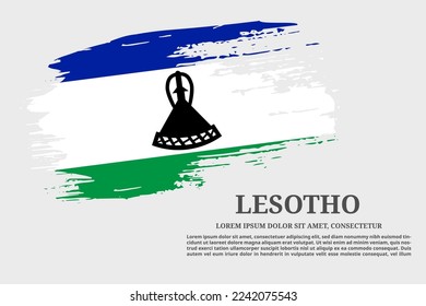 Lesotho flag grunge brush and text poster, vector
