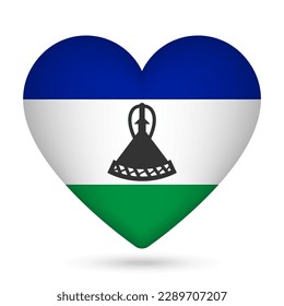 Lesotho flag in heart shape. Vector illustration.