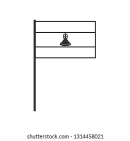 Lesotho flag icon in black outline flat design. Independence day or National day holiday concept.