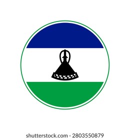 Lesotho flag icon. Circular emblem of Lesotho flag with the ring-shaped edge.