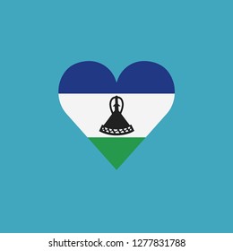 Lesotho flag icon in a heart shape in flat design. Independence day or National day holiday concept.