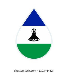 Lesotho flag icon. Water icon. Drop water. Lesotho badge. Flag drop.