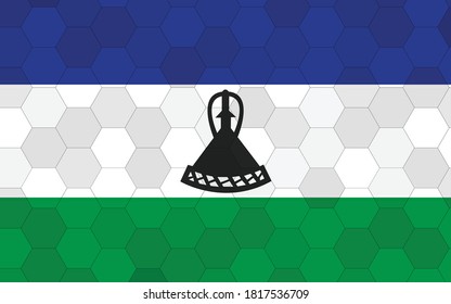 Lesotho Flagge Illustration. Futuristische Basotho-Fahnengrafik mit abstraktem sechseckiger Hintergrund-Vektorgrafik. Die Nationalflagge Lesothos symbolisiert die Unabhängigkeit.