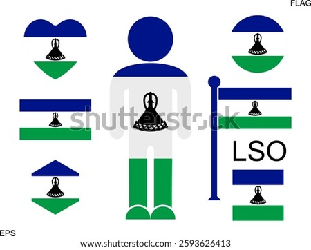 Lesotho flag. Isolated flag on white background