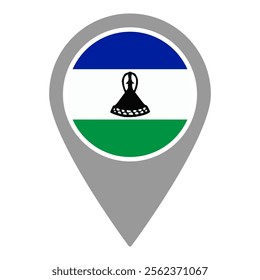 Lesotho flag location pin, flag application, Flag on Location Pin, graphic design, map pointer, vector illustration.
