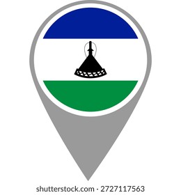Lesotho flag location pin, Lesotho flag on location pin, Lesotho map pointer in high quality