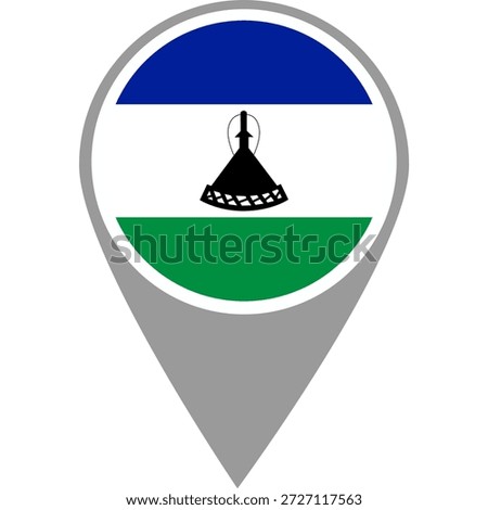 Lesotho flag location pin, Lesotho flag on location pin, Lesotho map pointer in high quality