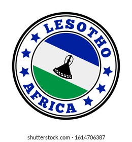Lesotho flag logo with traditional hat and stars.