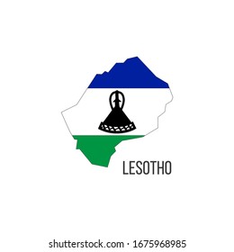 Lesotho flag map. The flag of the country in the form of borders. Stock vector illustration isolated on white background.