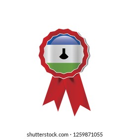 Lesotho flag medal vector design.  Realistic 3D red color