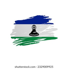 Bandera de Lesoto - bandera del país vector de la nación teñida de pincel grunge raspado.