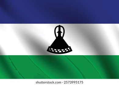 Lesotho flag official colors and proportion digital vector illustration. Pleated flag.