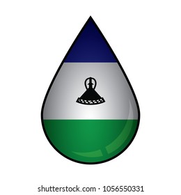 The Lesotho flag painted on 3D water drop