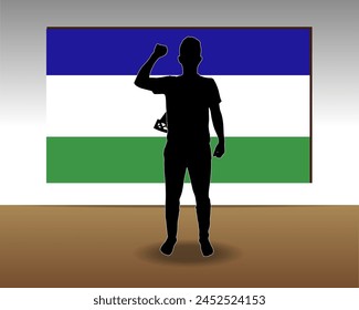 Lesotho flag paper texture, single-piece element, vector design, Lesotho flag taped on wall, decoration or celebration idea