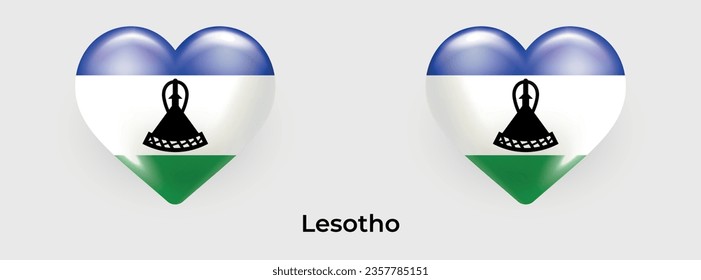 Ilustración realista del icono del corazón de glas en Lesoto