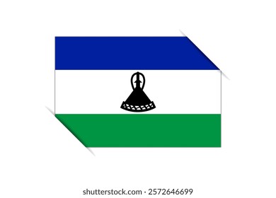 Lesotho flag - rectangle colorful flag representing a country cultural identity and heritage. The essence of national pride and unity. Attached by the corners in a paper album