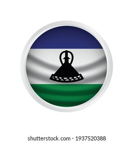 lesotho flag in round button of icon. flag logo of lesotho emblem isolated on white background, lesotho national concept sign, Vector illustration.