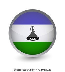 Lesotho Flag Round Glossy Icon. Vector illustration.